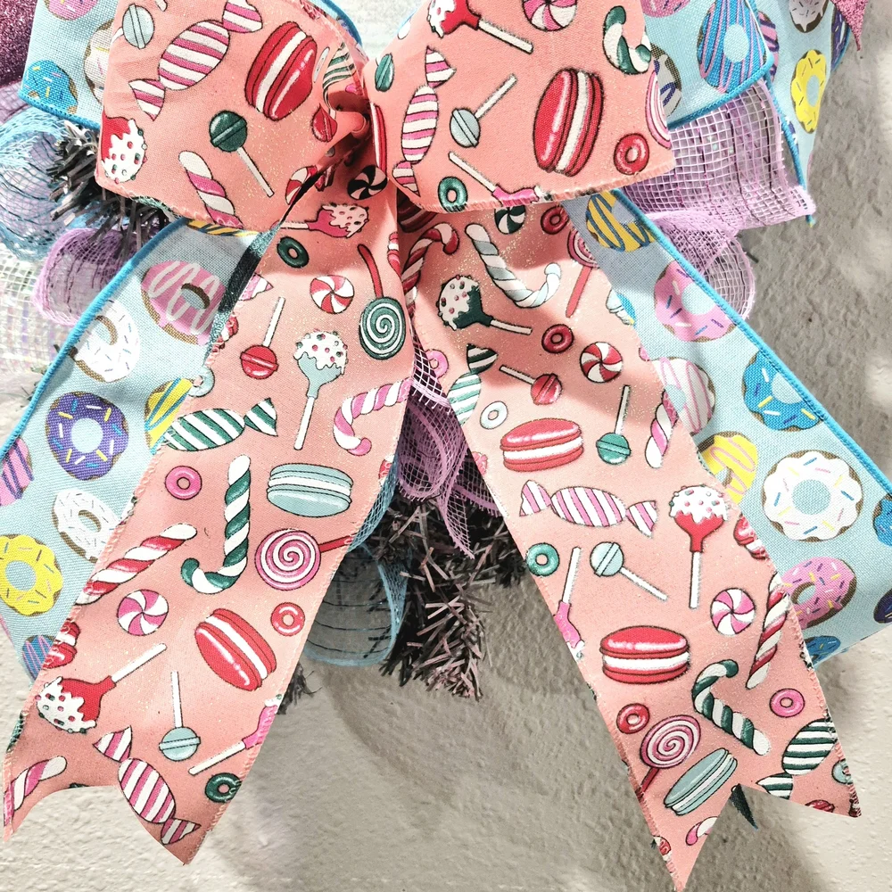 Candy Land Express Holiday Wreath - Pink, Blue, and White